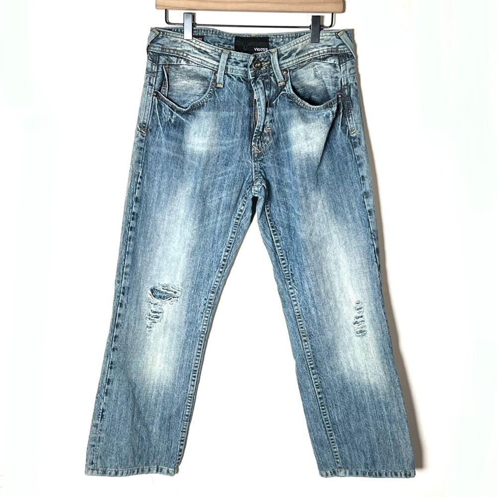 Vigoss light wash distressed straight leg terrain jeans Men's size 31 B192